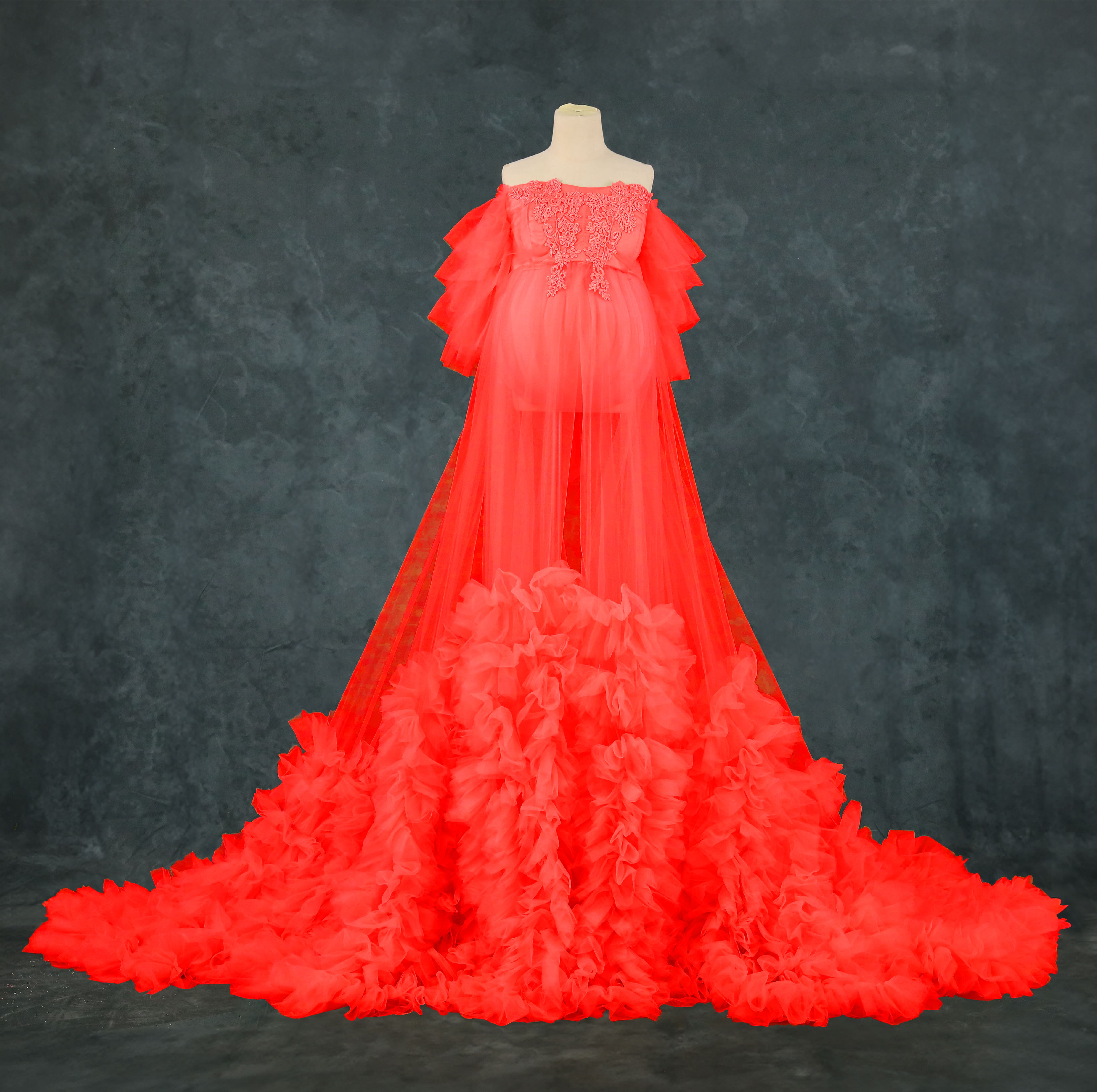 Kate Mesh Ein-Schulter-Fotokleid Schwangerschaftsporträt-Kleid - Kate Backdrop.de