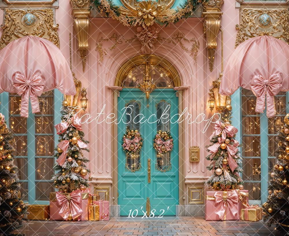 Kate Weihnachten Türkis Tür Rosa Dekor Hintergrund Entworfen von Emetselch