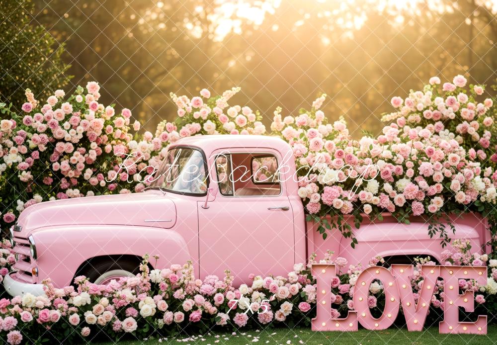 Kate Valentinstag Rosa Oldtimer Blumen Romantik Hintergrund Entworfen von Patty Roberts