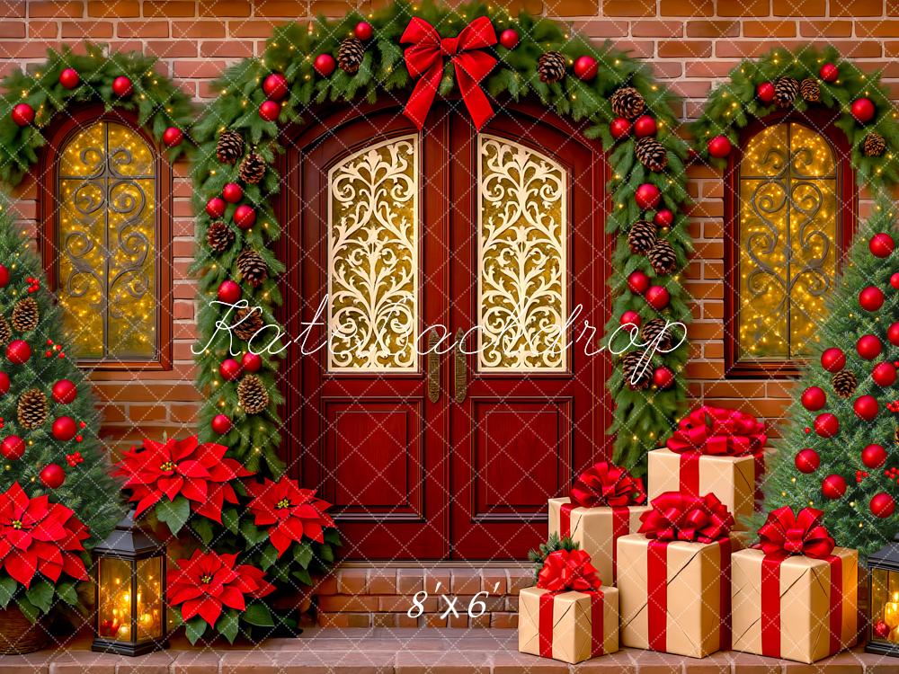 Kate Weihnachten Tür Geschenke Rot Hintergrund Entworfen von Mini MakeBelieve - Kate Backdrop.de