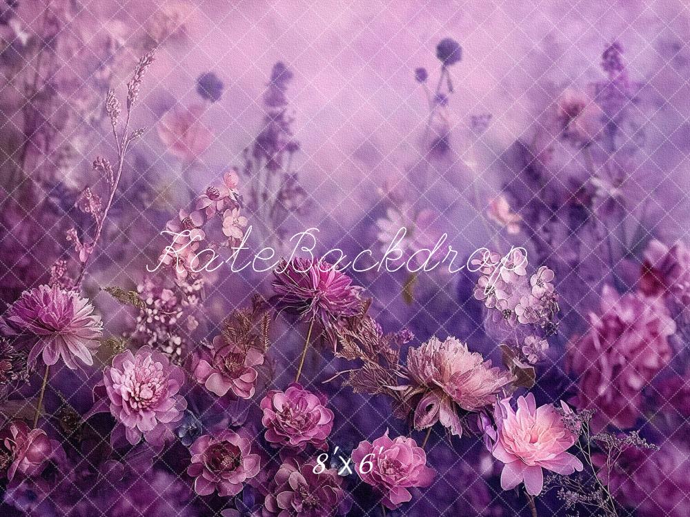 Kate Blumen Feld Lila Romantisch Hintergrund Entworfen von Kerry Anderson - Kate Backdrop.de