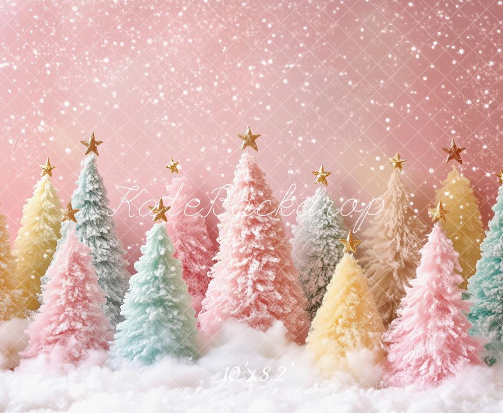 Kate Weihnachten Pastell Tannen Glitzer Hintergrund Entworfen von Patty Roberts