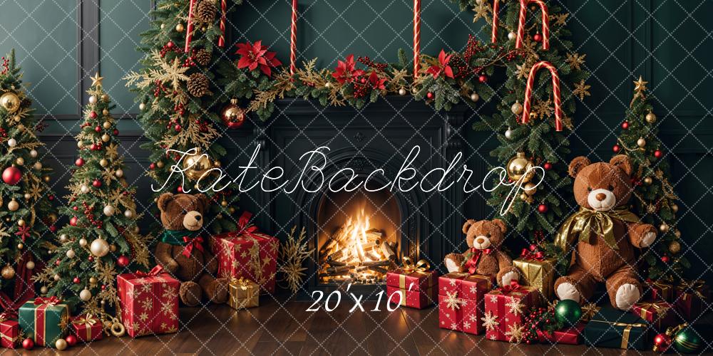 Kate Weihnachten Kamin Kranz Teddybären Hintergrund Entworfen von Emetselch