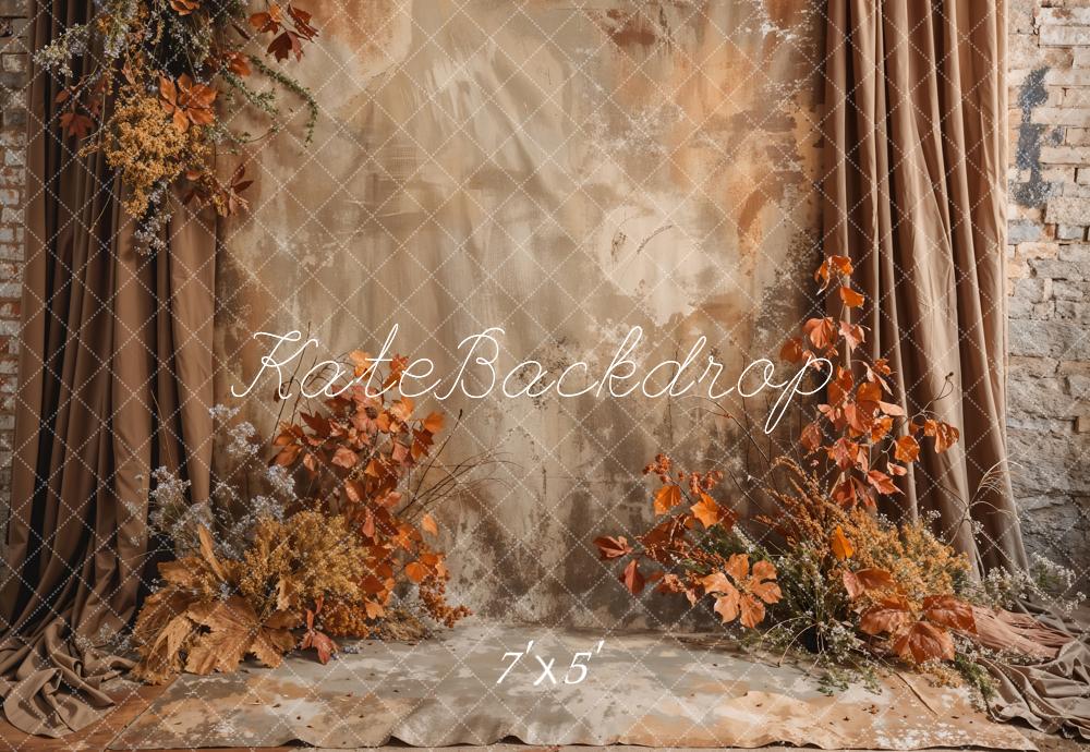 Kate Herbst Braun Trockenblumen Vorhang Hintergrund Entworfen von Emetselch - Kate Backdrop.de