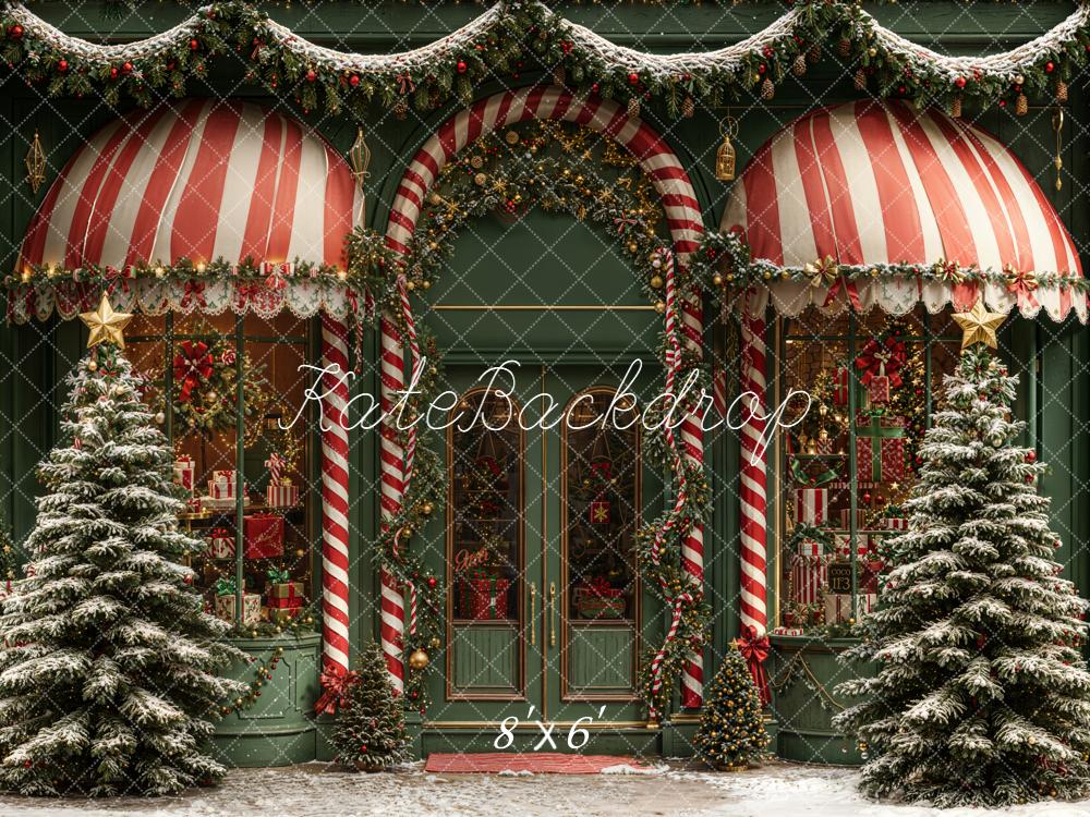 Kate Weihnachten Schaufenster Tannen Grün Rot Hintergrund Entworfen von Emetselch - Kate Backdrop.de