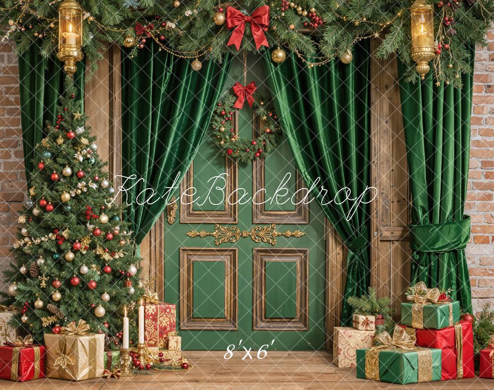 Kate Weihnachten Geschenke Tannenbaum Grün Fleece Hintergrund Entworfen von Emetselch - Kate Backdrop.de