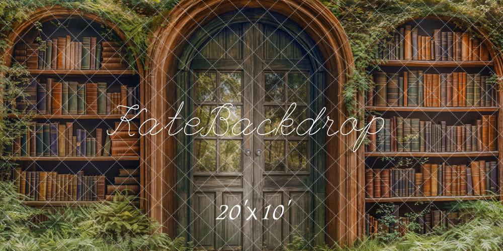 Kate Märchenwald Bücherregal Tür Grün Hintergrund Entworfen von Emetselch