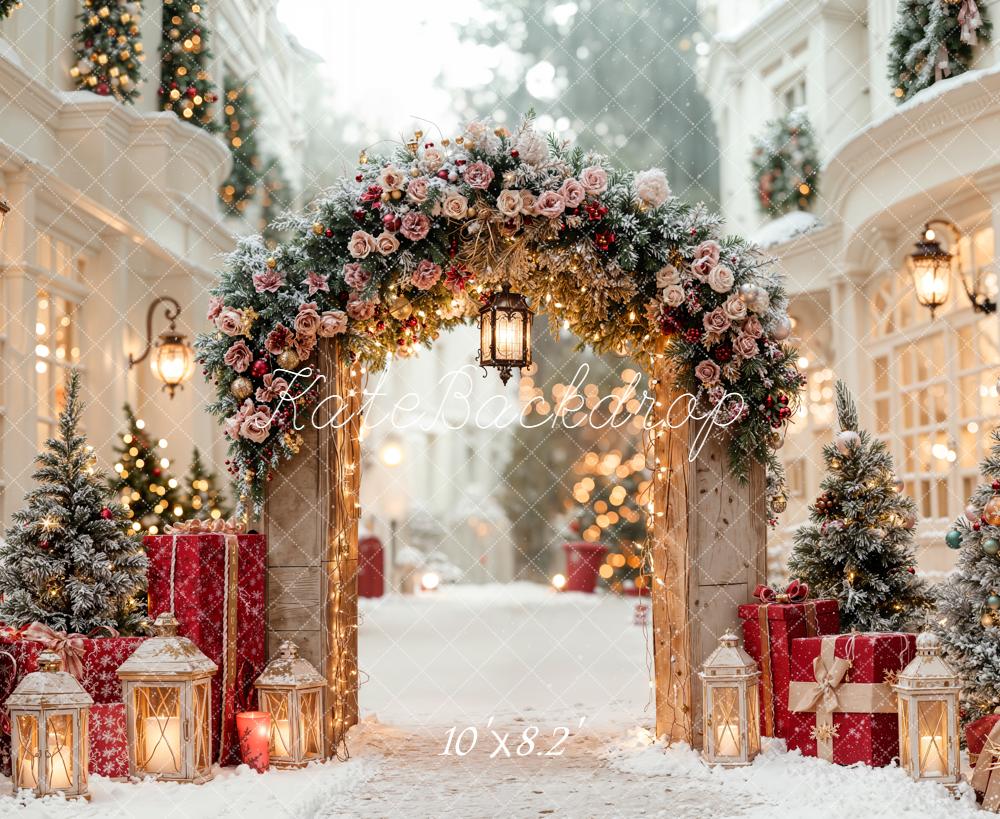 Kate Weihnachten Bogen Geschenke Schnee Hintergrund Entworfen von Emetselch - Kate Backdrop.de