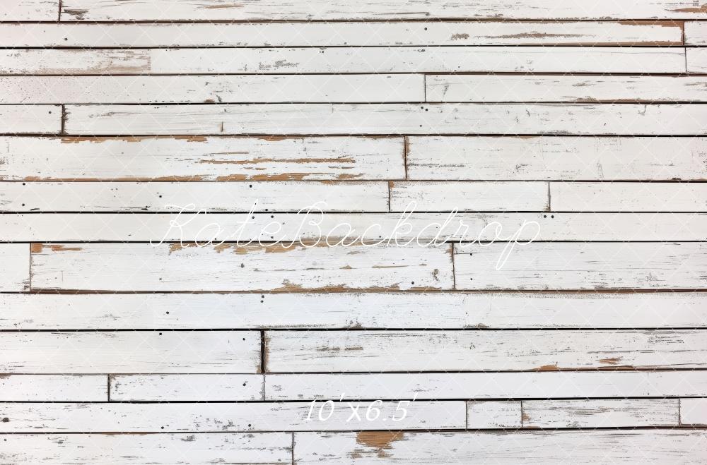 Kate Holz Bretter Shabby Weiß Hintergrund Entworfen von Patty Roberts - Kate Backdrop.de