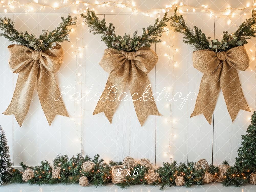 Kate Weihnachten Schleifen Kränze Lichter Hintergrund Entworfen von Patty Roberts - Kate Backdrop.de