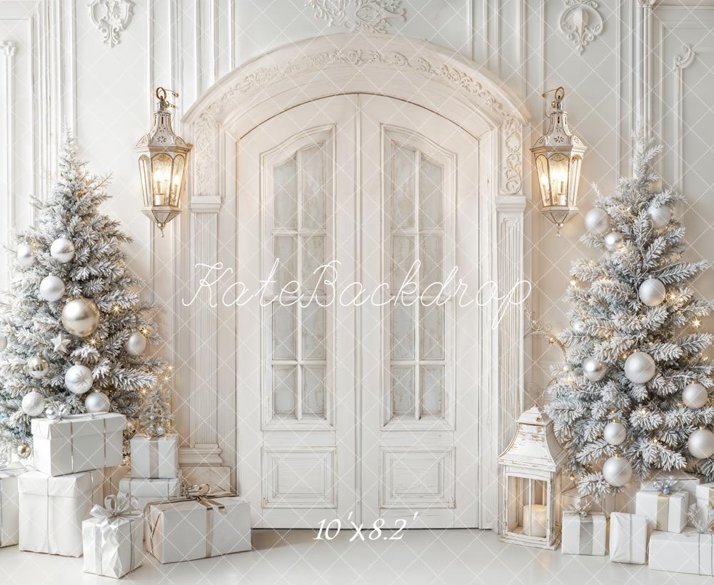 Kate Weihnachten Tür Weihnachtsbäume Weiß Hintergrund Entworfen von Emetselch - Kate Backdrop.de
