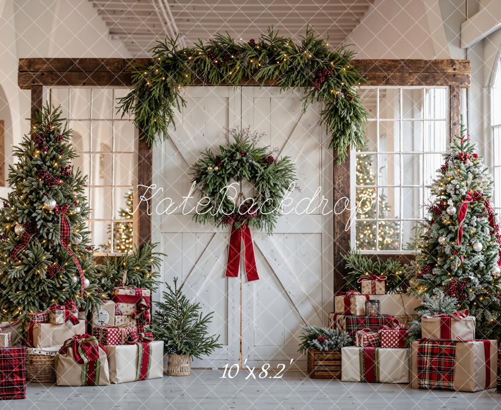 Kate Weihnachten Geschenke Tannenbaum Rustikal Hintergrund Entworfen von Emetselch