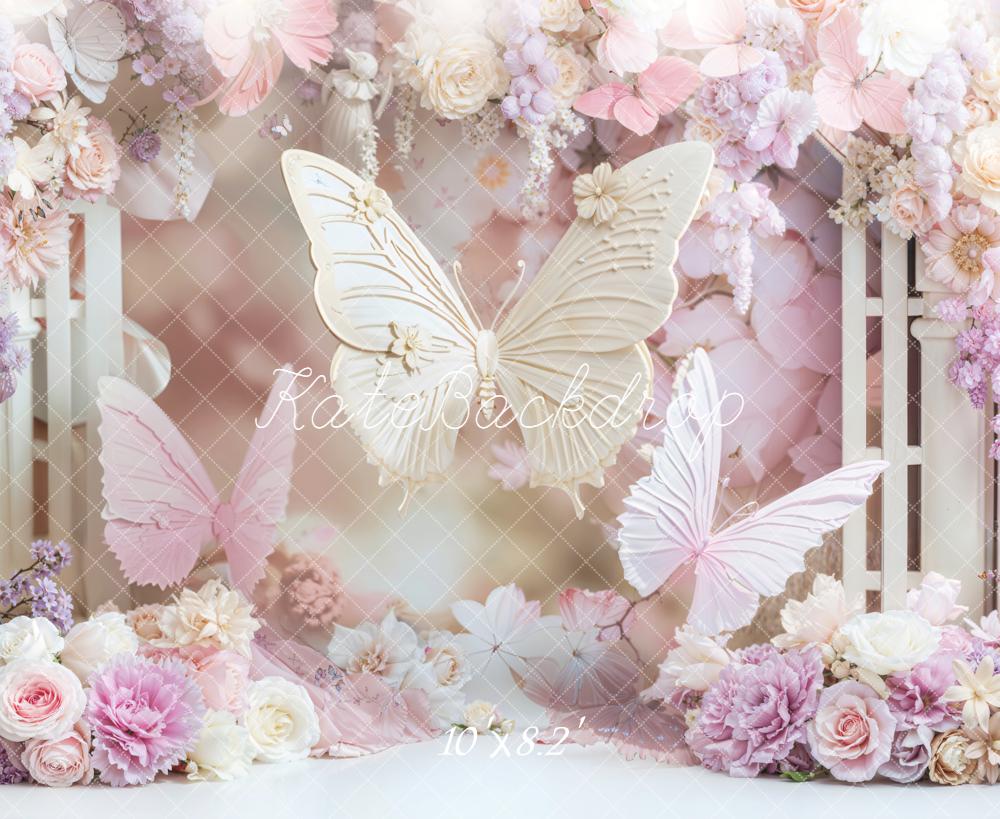 Kate Schmetterling Blumenbogen Pastell Hintergrund Entworfen von Chain - Kate Backdrop.de