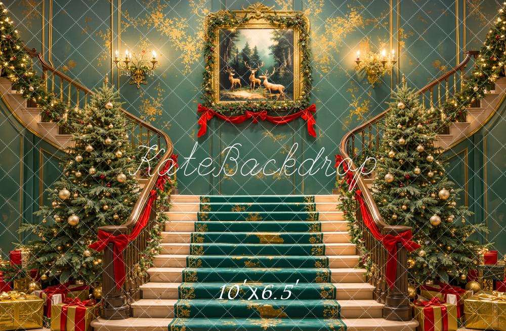 Kate Weihnachten Treppe Weihnachtsbaum Geschenkboxen Hintergrund Entworfen von Emetselch - Kate Backdrop.de