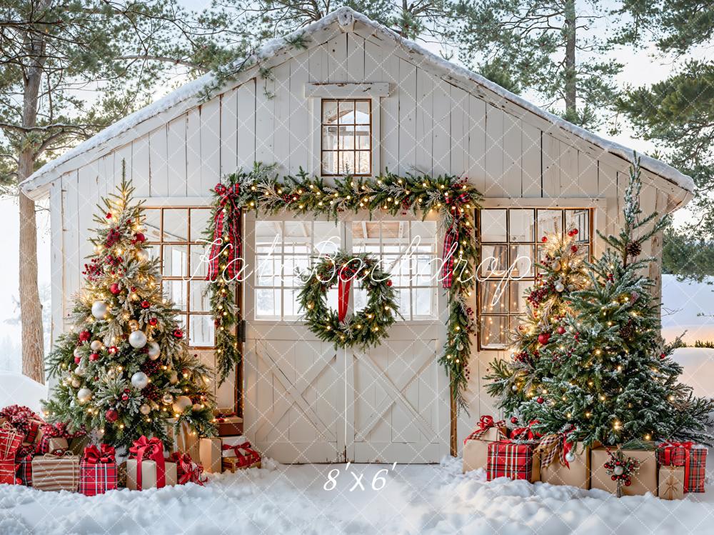 Kate Weihnachten Scheune Weihnachtsbaum Schnee Hintergrund Entworfen von Emetselch - Kate Backdrop.de