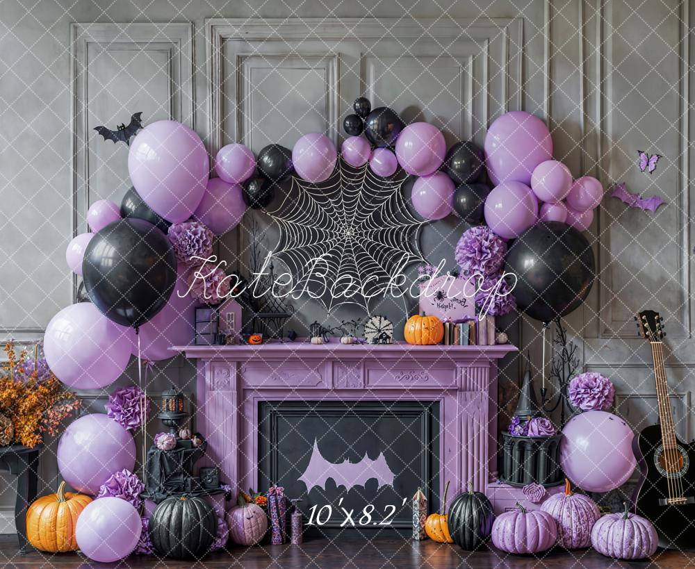 Kate Halloween Kamin Ballons Lila Hintergrund Entworfen von Emetselch - Kate Backdrop.de