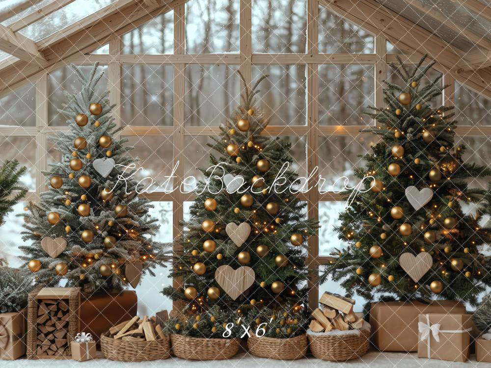 Kate Weihnachten Tannenbäume Geschenke Rustikal Hintergrund Entworfen von Mini MakeBelieve - Kate Backdrop.de