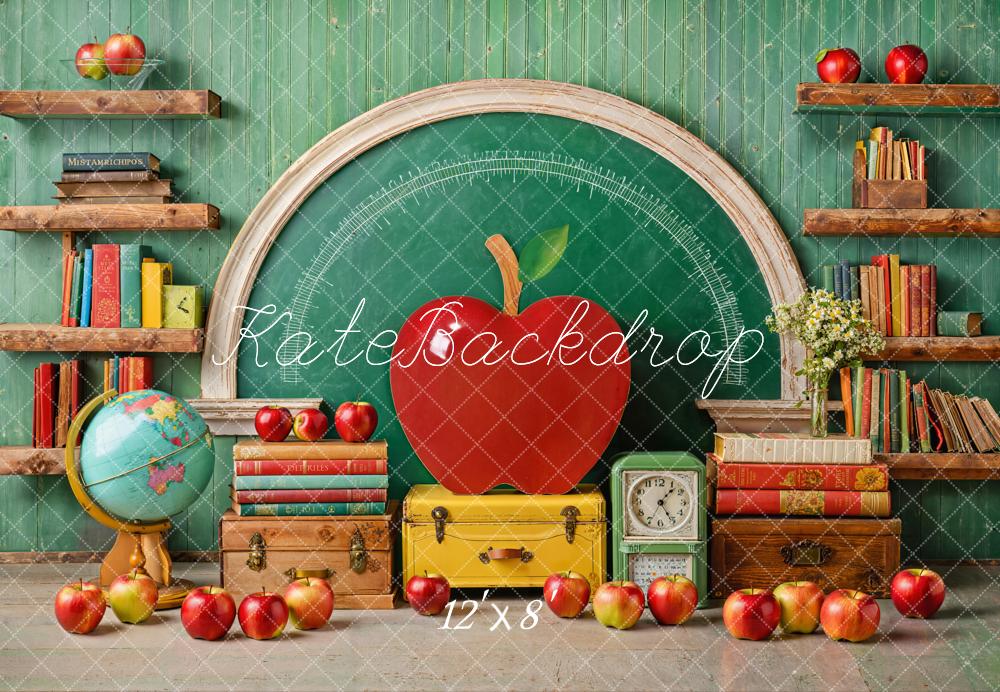 Kate Zurück Zur Schule Apfel Bücher Tafel Fleece Hintergrund Entworfen von Emetselch - Kate Backdrop.de