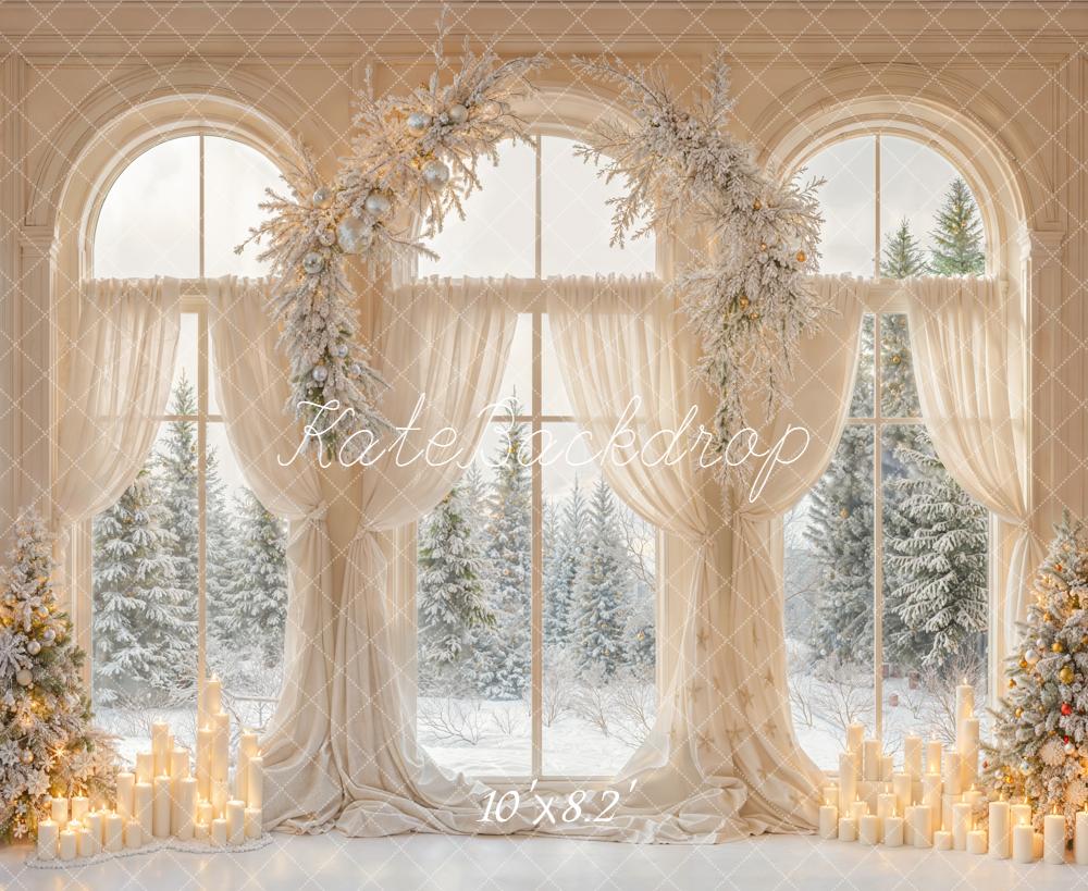 Kate Weihnachten Fenster Tannenbaum Weiß Hintergrund Entworfen von Emetselch - Kate Backdrop.de