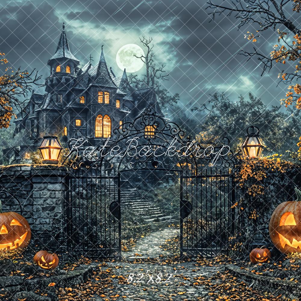 Kate Halloween Spukhaus Kürbisse Nacht Hintergrund Entworfen von Chain - Kate Backdrop.de