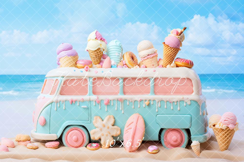 Kate Sommer Strand Eiswagen Pastell Hintergrund Entworfen von Chain