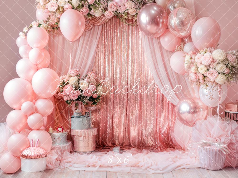 Kate Geburtstag Ballons Blumen Rosa Hintergrund Entworfen von Emetselch