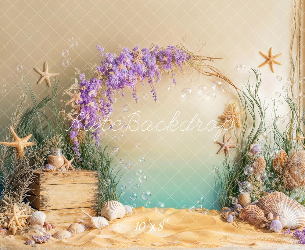 Kate Flower Arch Seesterne Muscheln Meer Fleece Hintergrund Entworfen von Emetselch - Kate Backdrop.de