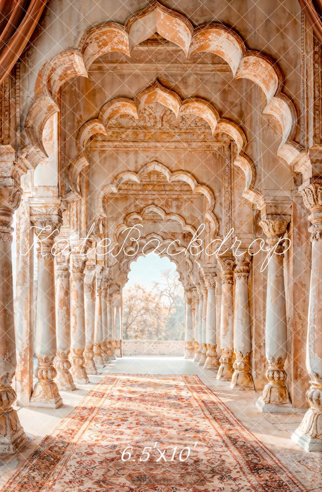 Kate Orientalische Architektur Säulen Teppich Braun Hintergrund Entworfen von Emetselch - Kate Backdrop.de