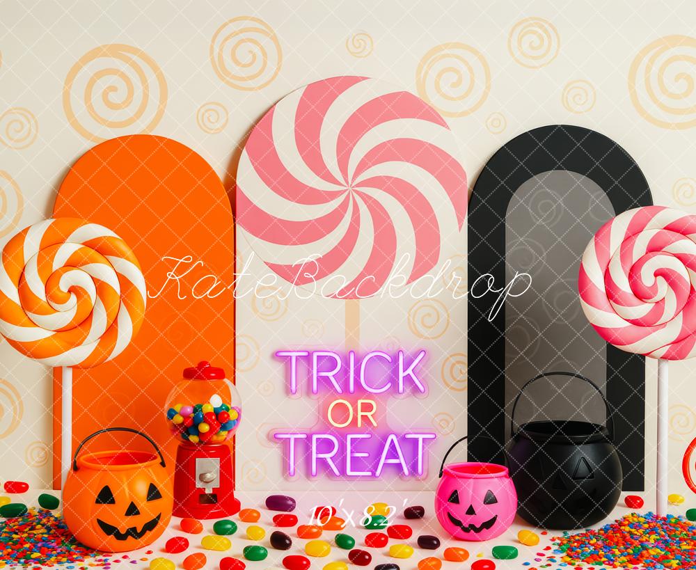 Kate Halloween Lollipops Süßigkeiten Bunt Hintergrund Entworfen von Patty Roberts - Kate Backdrop.de