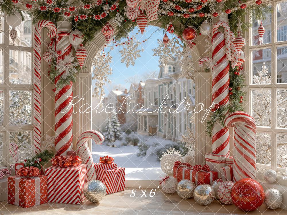Kate Weihnachten Zuckerstangen Geschenke Winterdeko Hintergrund Entworfen von Emetselch - Kate Backdrop.de