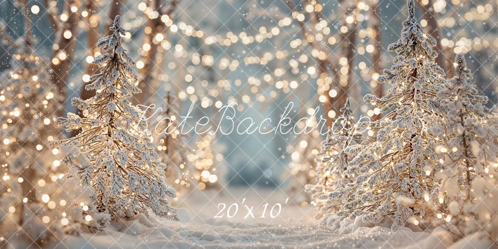 Kate Weihnachten Winterwald Schneebäume Lichter Hintergrund Entworfen von Emetselch - Kate Backdrop.de