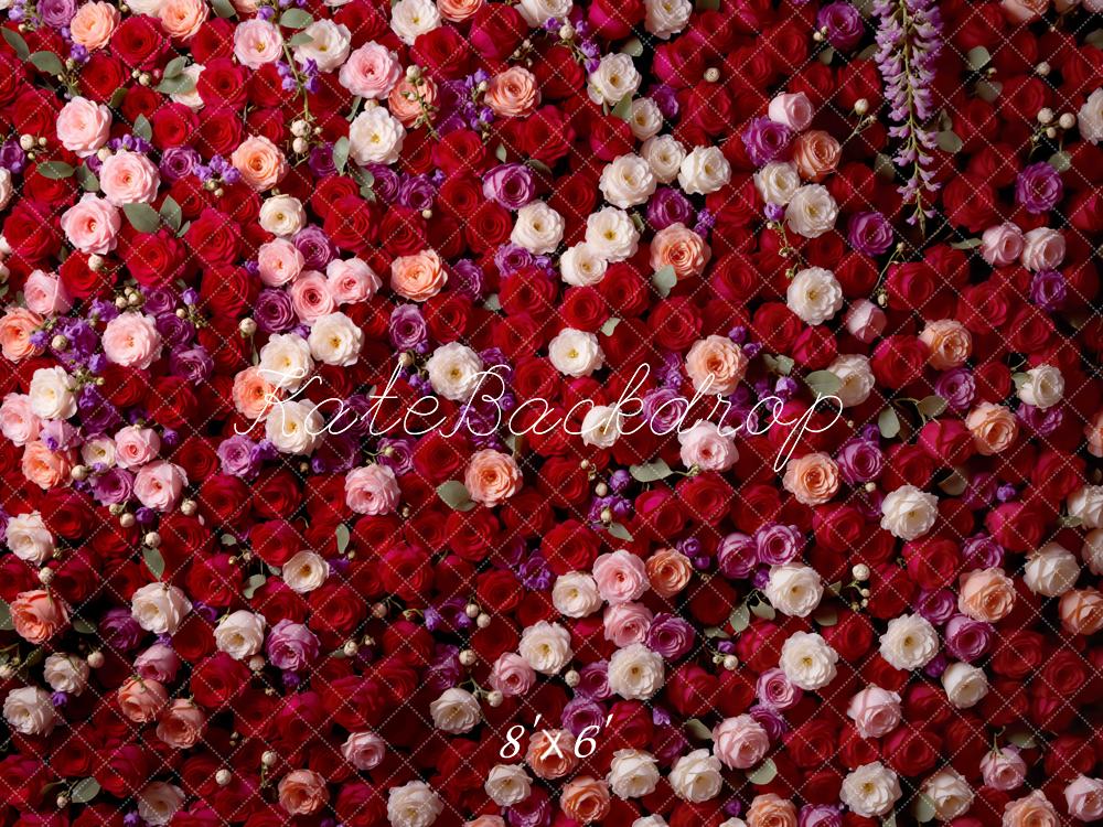 Kate Blume Rosen Wand Rot Hintergrund Entworfen von Mini MakeBelieve - Kate Backdrop.de