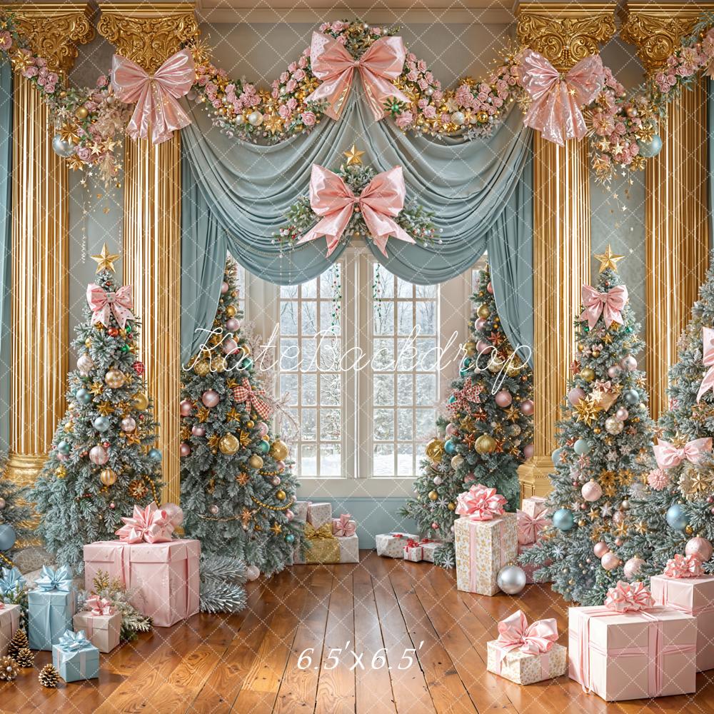 Kate Weihnachten Tannenbäume Geschenke Pastell Hintergrund Entworfen von Emetselch - Kate Backdrop.de