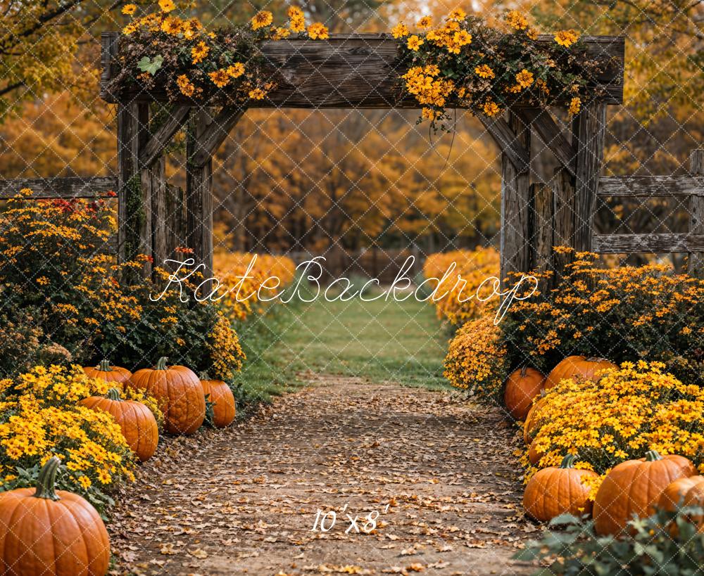 Kate Herbst Kürbis Blumen Garten Fleece Hintergrund Entworfen von Emetselch