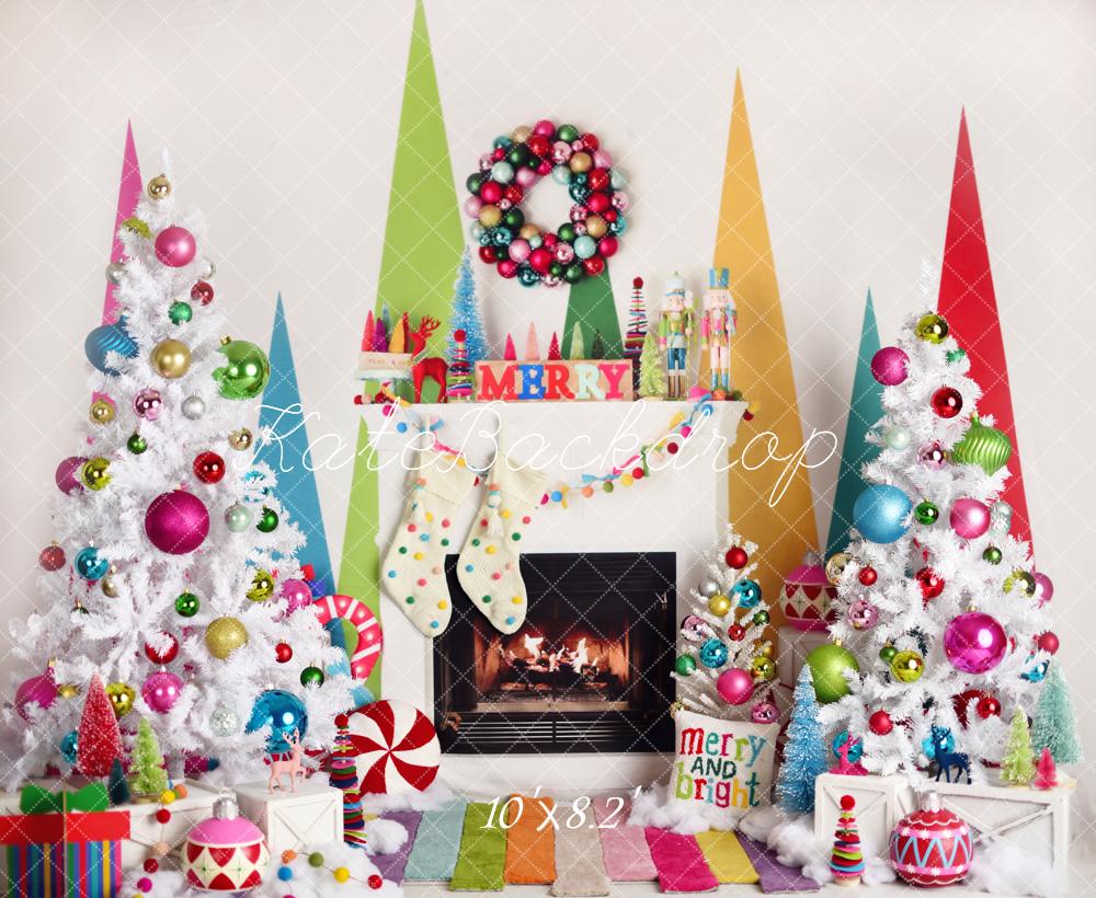Kate Weihnachten Kamin Bunte Dekoration Hintergrund Entworfen von Mandy Ringe
