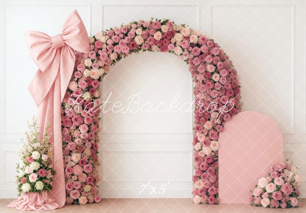 Kate Flower Arch Rosen Schleife Rosa Hintergrund Entworfen von Mini MakeBelieve - Kate Backdrop.de