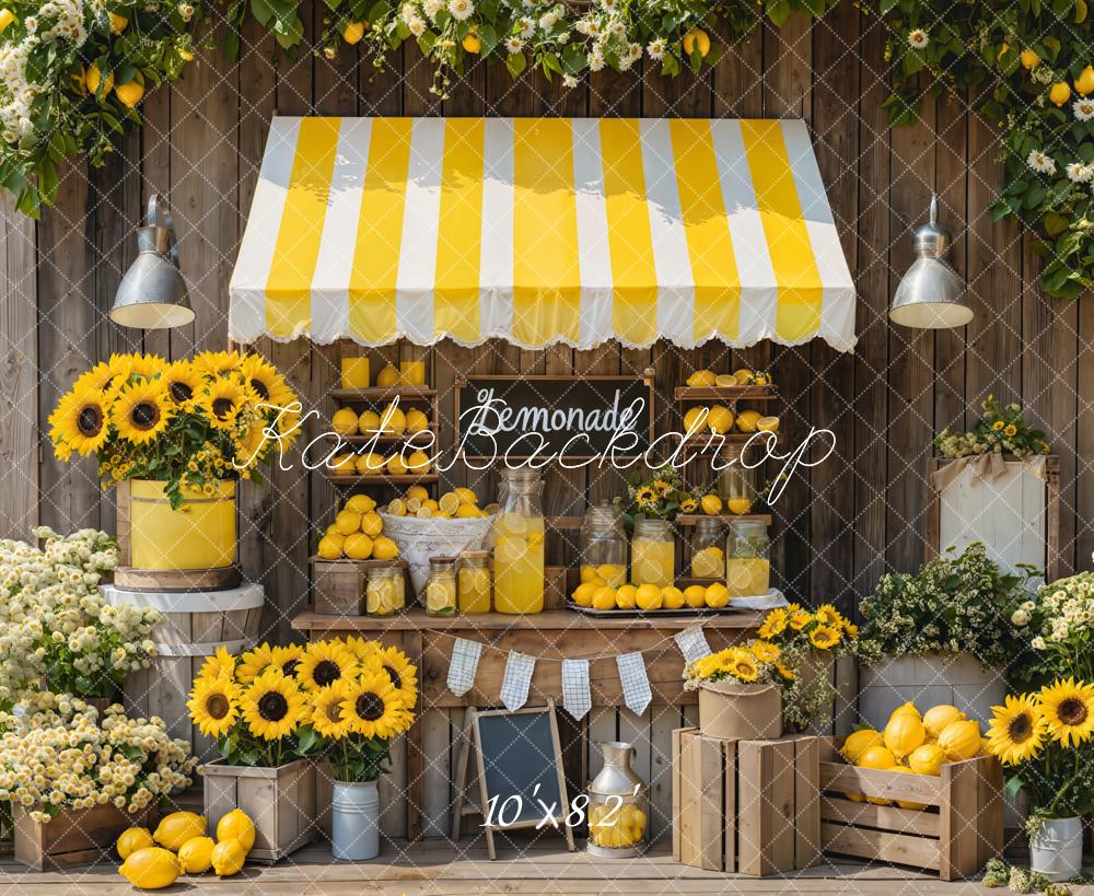 Kate Sommer Lemonade Stand Sonnenblumen Rustikal Hintergrund Entworfen von Emetselch - Kate Backdrop.de