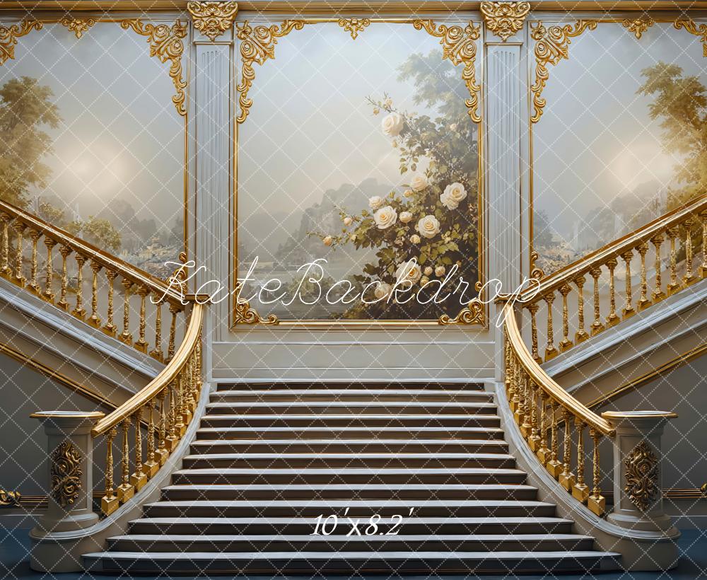 Kate Ball Prunktreppe Blumen Gold Hintergrund Entworfen von Mini MakeBelieve