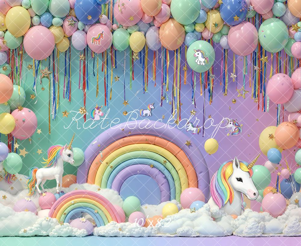 Kate Kinder Einhorn Regenbogen Pastell Hintergrund Entworfen von Emetselch - Kate Backdrop.de