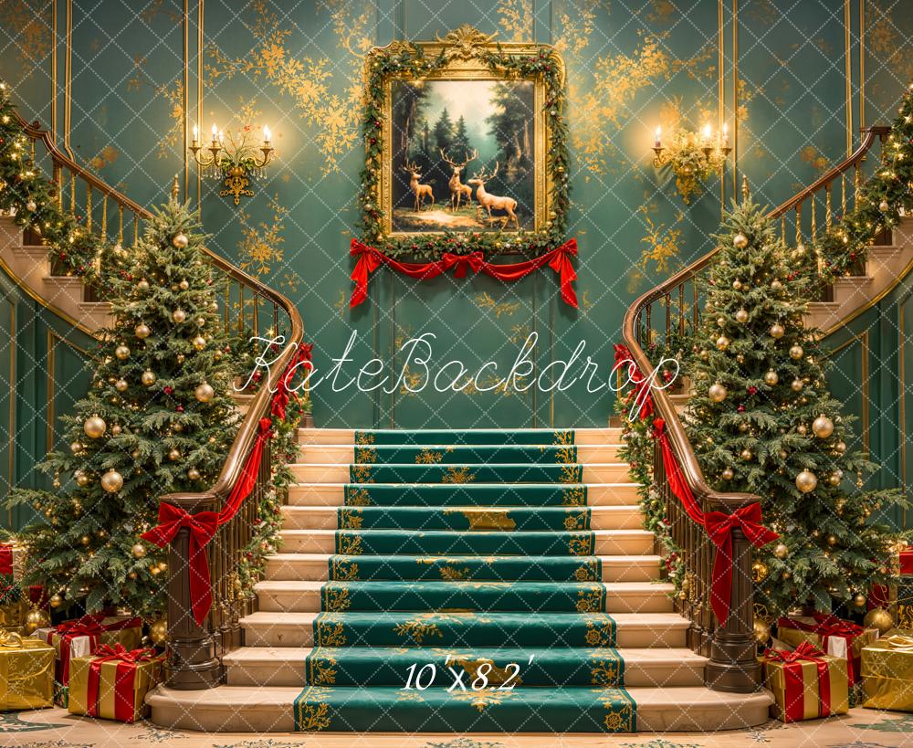 Kate Weihnachten Treppe Weihnachtsbaum Geschenkboxen Hintergrund Entworfen von Emetselch - Kate Backdrop.de