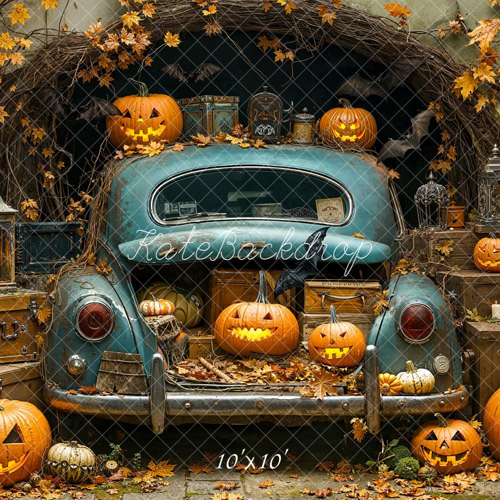 Kate Halloween Auto Kürbisse Vintage Hintergrund Entworfen von Emetselch - Kate Backdrop.de