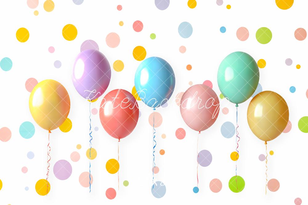 Kate Geburtstag Luftballons Bunte Punkte Hintergrund Entworfen von Emetselch - Kate Backdrop.de