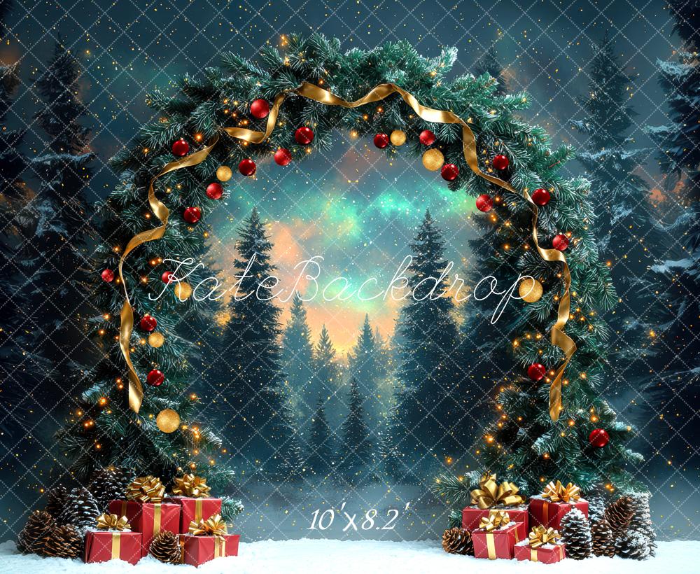 Kate Weihnachten Tannenzweig Bogen Geschenkboxen Hintergrund Entworfen von Mini MakeBelieve - Kate Backdrop.de