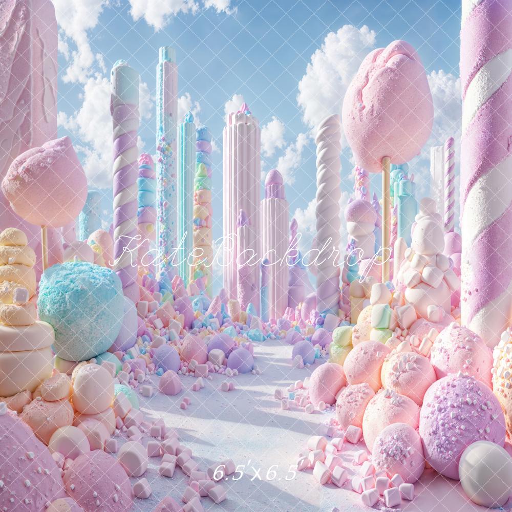 Kate Candyland Süßigkeiten Landschaft Pastell Hintergrund Entworfen von Emetselch