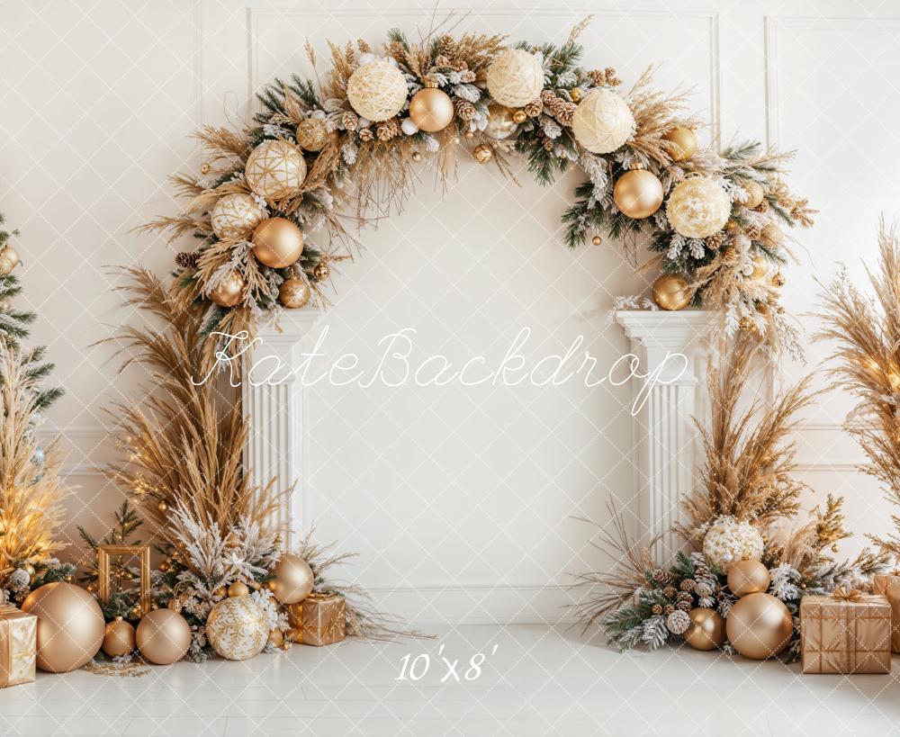 Kate Weihnachten Baum Bogen Gold Fleece Hintergrund Entworfen von Emetselch - Kate Backdrop.de