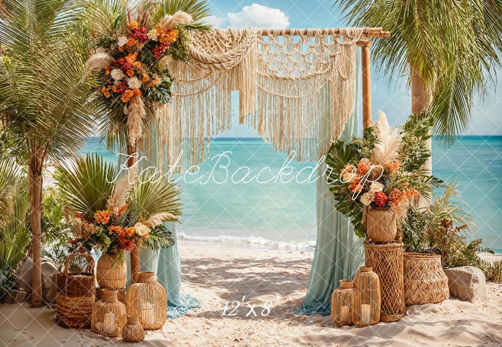 Kate Boho Hochzeit Strand Makramee Fleece Hintergrund Entworfen von Emetselch
