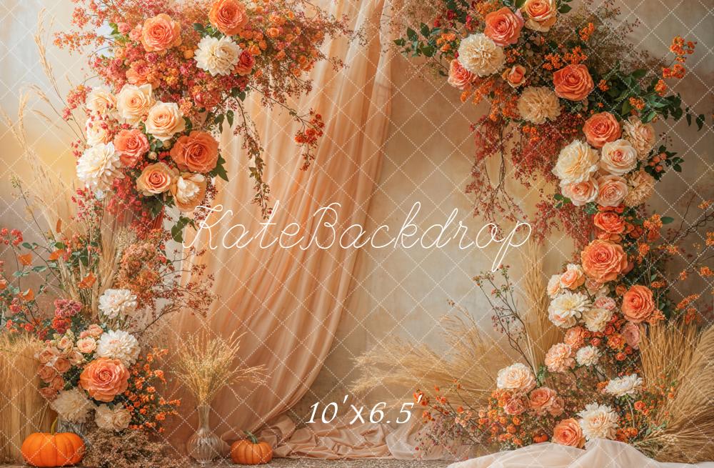 Kate Herbst Blumenbogen Orange Vintage Hintergrund Entworfen von Emetselch - Kate Backdrop.de