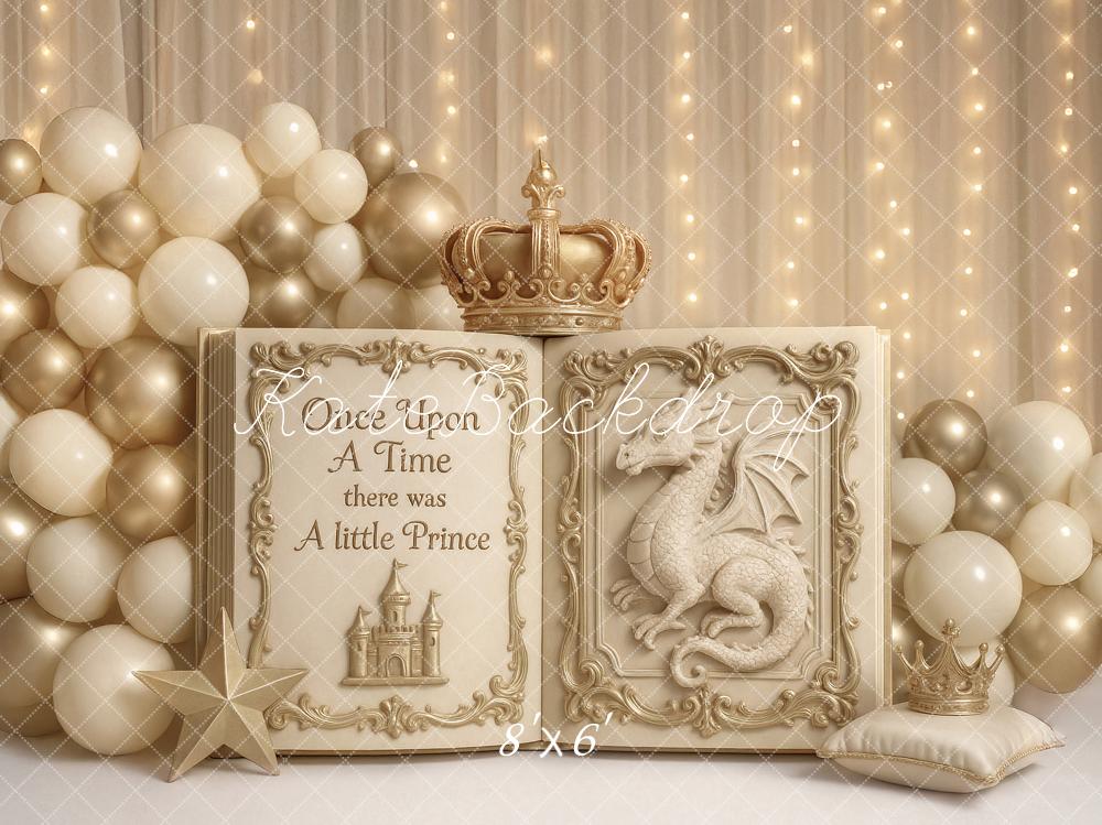 Kate Prinz Märchenbuch Krone Gold Hintergrund Entworfen von Ashley Paul - Kate Backdrop.de