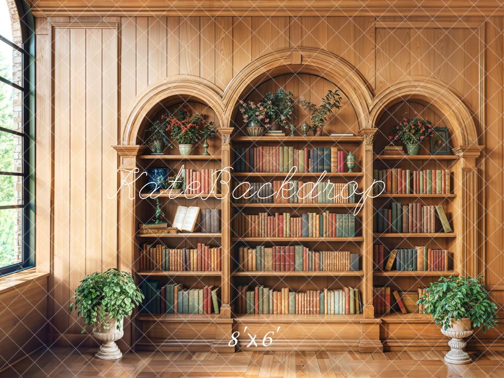 Kate Bibliothek Bücherregal Pflanzen Holz Hintergrund Entworfen von Emetselch