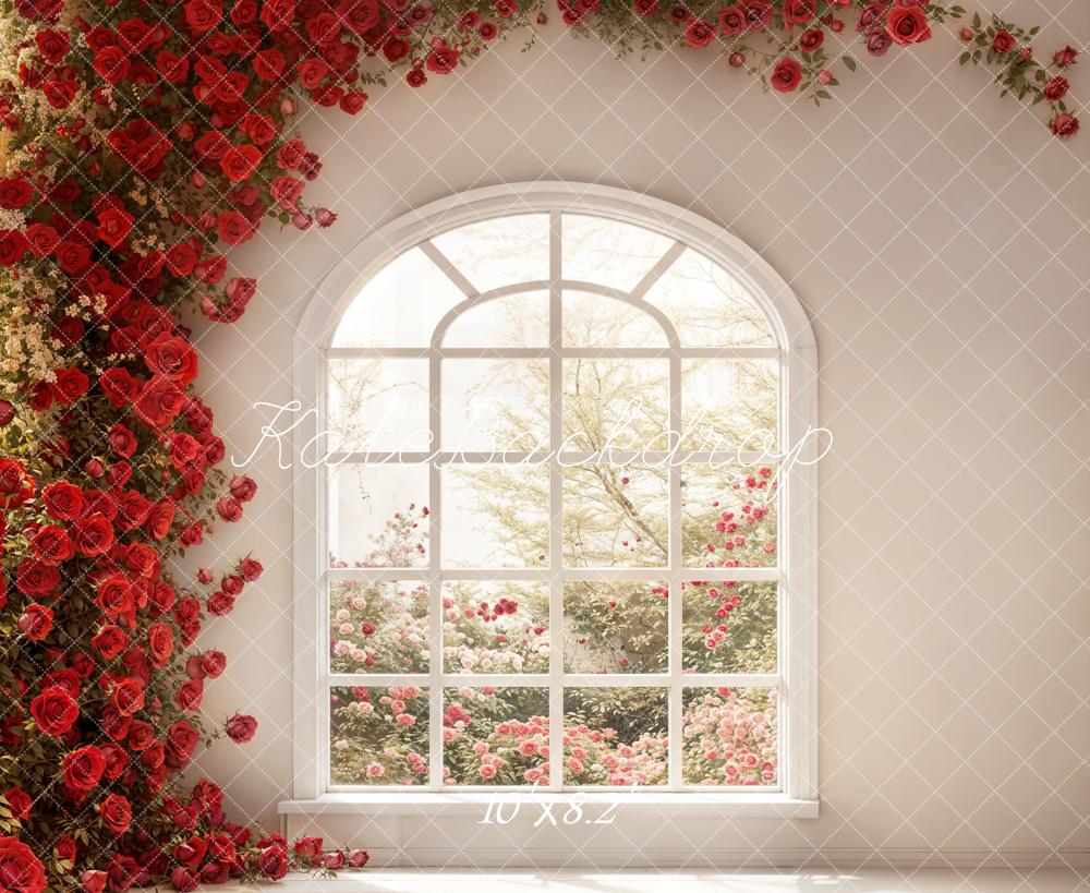 Kate Romantisch Rosenbogen Fenster Beige Hintergrund Entworfen von Emetselch - Kate Backdrop.de